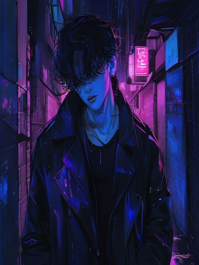 Haneul in the neon-lit alley of Hagu-dong