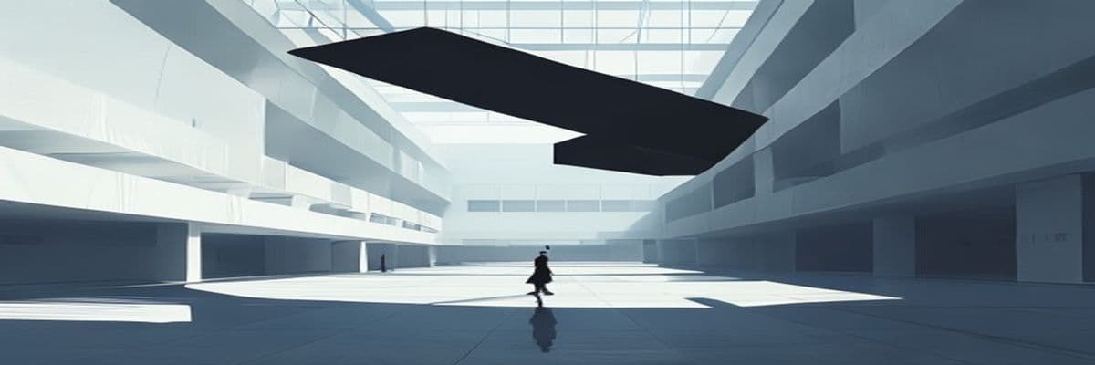 Hart Senate Building atrium, Calder mobile, distant purposeful figure