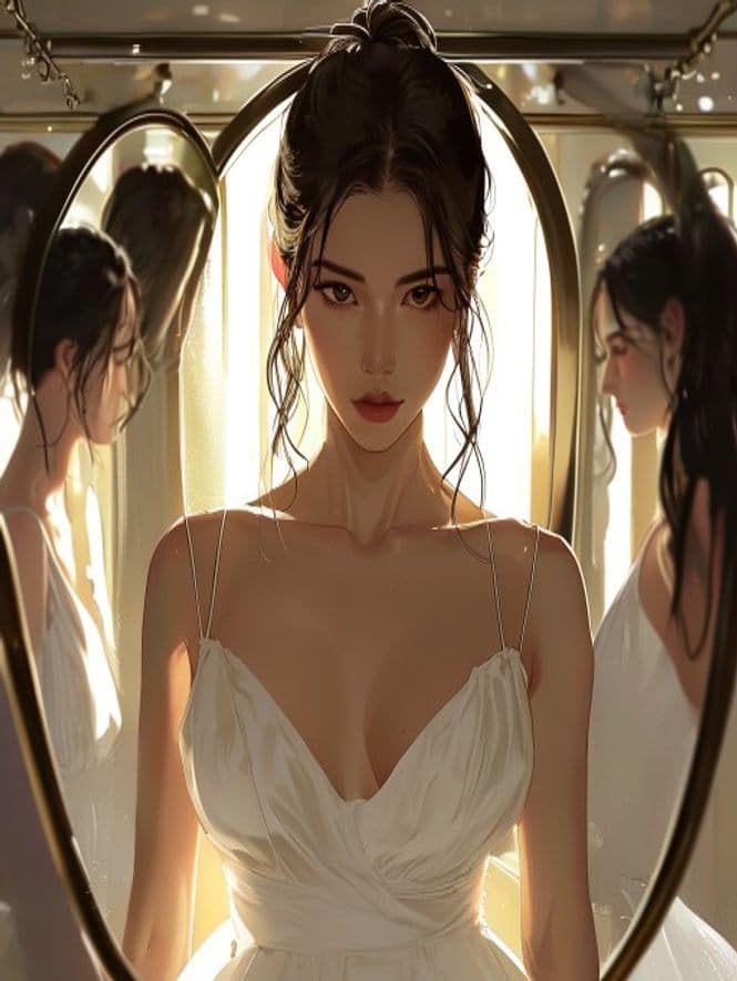 Sera in the bridal fitting room